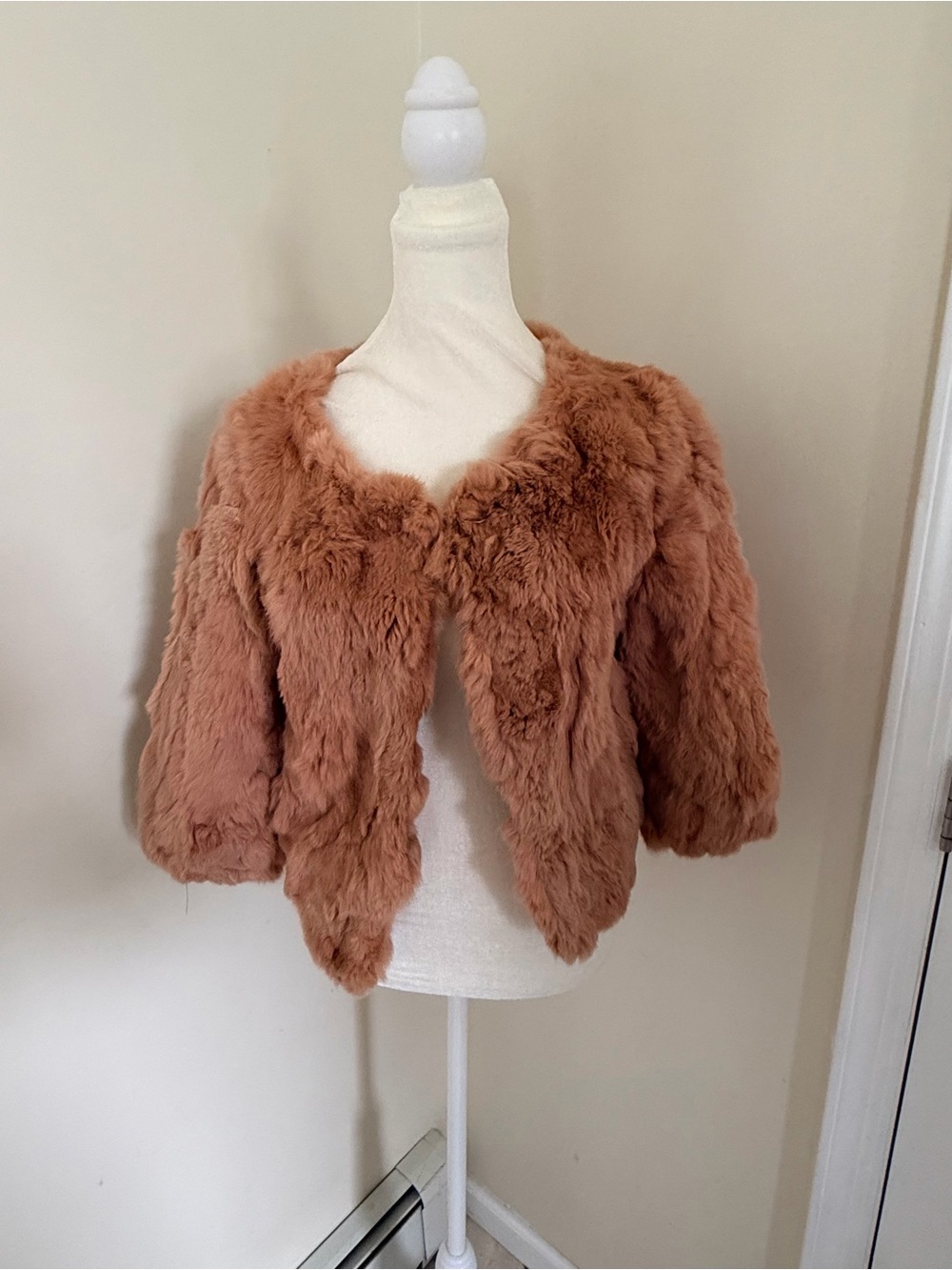 Vintage rabbit fur jacket in brown cropped